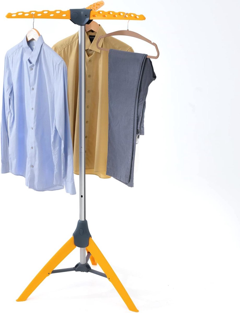 Strijkwasrek, droogmolen voor camping, roestvrij staal, compact opvouwbaar, oranje