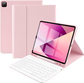 iPadspullekes - Apple iPad Pro 12.9 Inch (2018/2020/2021/2022) Hoes met Afneembaar Toetsenbord - Bluetooth Keyboard Case - met Verlichting - Roze