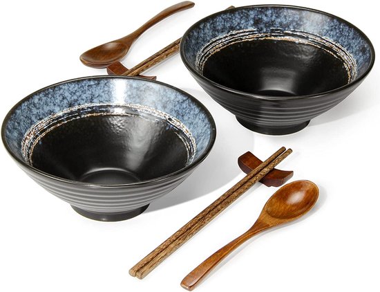 SET 2 BOLS RAMEN BLEU+COUV+CUIL - Du Bruit dans la Cuisine