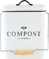 Poubelle à Compost NORDIX - Poubelle - Comptoir - Cuisine - Seau à Compost - Avec Couvercle - Avec Filtre - Wit - 5L - Métal