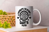Mok World's Okayest Darts Player - shoot- loved- darts -liefde- sport- darten - spel - pijltjeswerpen - pijltjesgooien - vogeltjepik - Play - Party - cadeau - dart .