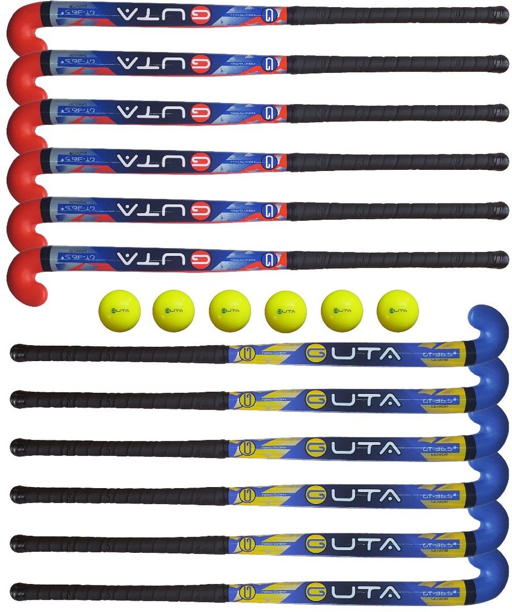 Hockeystick set Guta 12 Sticks + 6 Ballen Senior Indoor / Outdoor 36,5