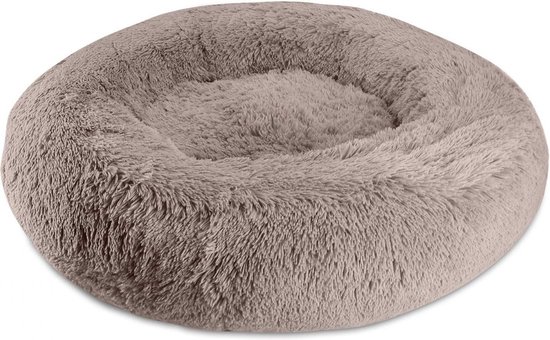 Huisdierentuin.nl Lit pour chien en peluche confortable en forme de beignet - Couleur kaki - Taille M (60 cm) - Idéal pour la Détente et la sécurité des Chiens et des Chats - Design durable et antidérapante