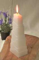 Candles by Milanne - Toren Kaars, WIT, PERL MAT, hoogte: 21cm - BEKIJK VIDEO