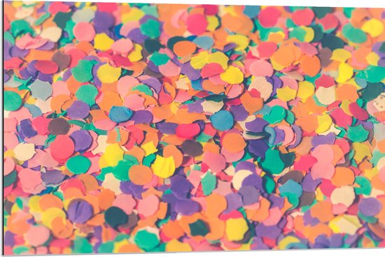 Dibond - Confetti - Gekleurd - Vormen - Vrolijk - 90x60 cm Foto op Aluminium (Met Ophangsysteem)