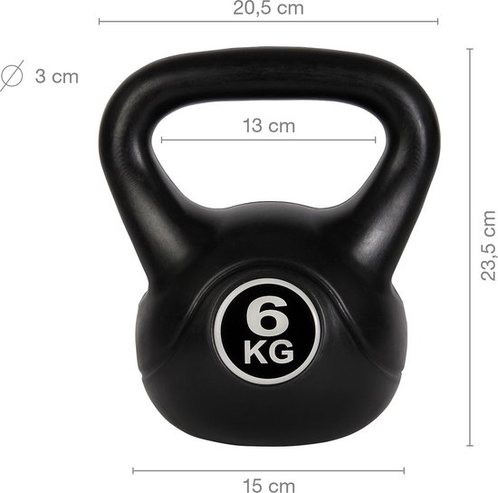 Kettlebell Movit Gris - Haltère Boule Avec Coque Protectrice - 2 à 20 Kg - Pour Fitness, Cross Training & Rééducation