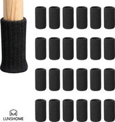 Lunshome Stoelpoot beschermers - Stoelpoot sokken - Stoelpootdoppen - Stoelpoot viltjes - Vloerbeschermer - voor ronde & vierkant poten - Zwart - 24 stuks