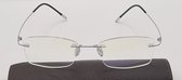 Montuurloze titanium unisex leesbril +1,0 zilver kleur / Lichtgewicht Lezers Brillen/ bril op sterkte +1.0 / rimless glasses / bril met koker en doekje / dames en heren leesbril / 114 / lunettes de lecture / Aland optiek leesbrillen heren