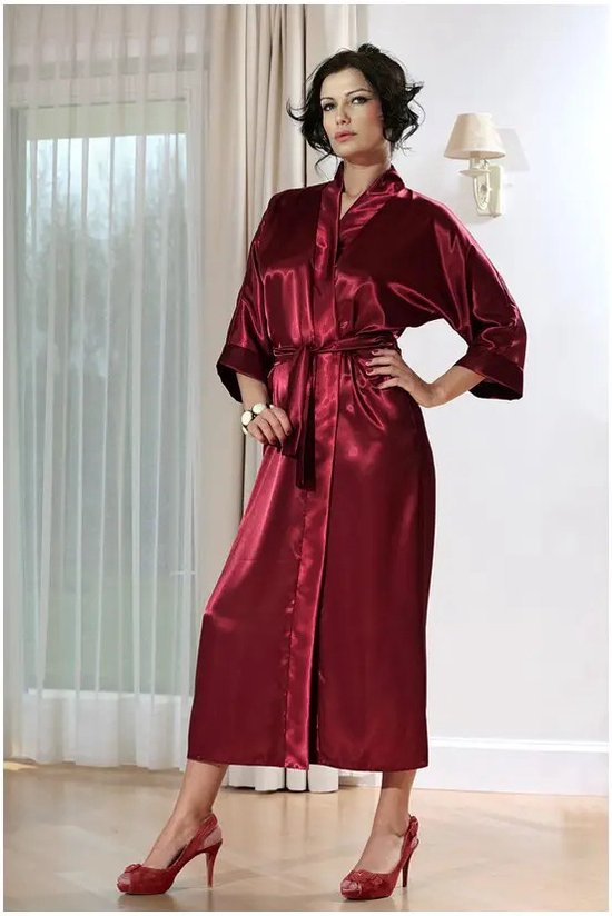Foto: Zijden wrap kimono style kamerjas indulgence sand julianna rae l xl
