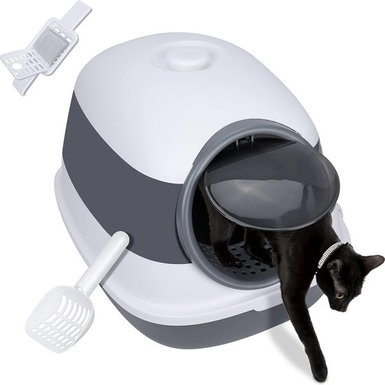 Bac à Litière Chat Maison de Toilette pour Chats avec Filtre Tiroir et  Couvercle, Portable Anti