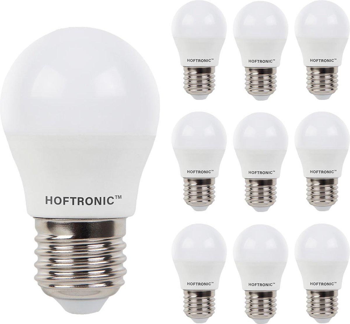HOFTRONIC - Voordeelverpakking 10X E27 LED Lampen - 2,9 Watt 250lm - Vervangt 35 Watt - 4000K Neutraal wit licht - Grote fitting - G45 vorm E27 Lamp