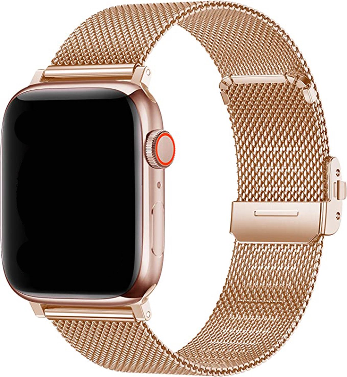 Innerlight® Milanese+ - Rose Goud - 42/44/45/46/49mm - Milanese band geschikt voor Apple Watch - Roestvrij staal - RVS - Luxe sluiting - Geschikt als Apple watch bandje voor Series 1/2/3/4/5/6/SE/7/8/9/10/Ultra