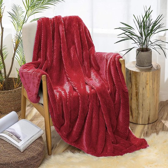 Couverture Polaire Jeté Rouge Taille Unique Moelleux En Peluche Couvertures De Lit - Jeté En Microfibre Doux Et Chaud Comme Couvre-Lit Pour Lit Canapé Canapé Voyage 125x150cm (50"x60"), Rouge)
