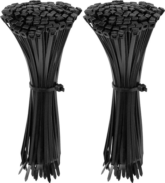 Polyamide kabelbinders, tie rips, zwarte kabelbinders, 300x3,6 mm / 200 stuks