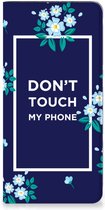 Telefoontasje Geschikt voor Samsung Galaxy A14 4G Smartphone Hoesje Flowers Blue Don't Touch My Phone