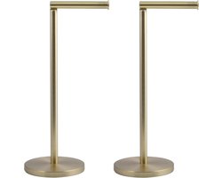 MSV Wc/toiletrolhouder reservoir - 2x - rvs metaal - goud kleurig - 54 cm - Voor 4 rollen