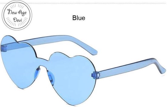 Jumada's - "Summer Love Blauw - Hartvormige Zonnebril" - Blauwe festivalbril