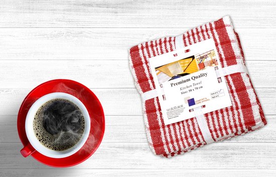Vêtements de Comfort et d'entretien | Essuies de vaisselle rouge | 50x70cm | Ensemble de 3 pièces | Pour la cuisine et la restauration