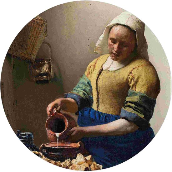Plexiglasschilderij Vermeer Melkmeisje Ø 70 cm