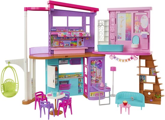 Barbie Malibu Huis - Barbie huis - 2 verdiepingen met barbie meubels