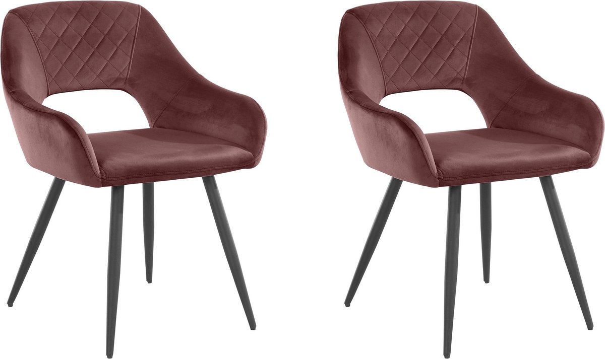 Notio Living Fleur-1-Eetkamerstoel - Set van 2 - Donker Rose Rood