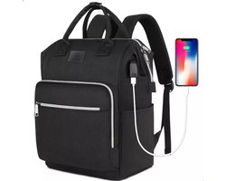 AG Rugzak & laptoptas - Zwart- rugtas -Geschikt voor 15.6 inch laptop - 26L - laptopvak - laptoptassen Anti Diefstal waterafstotend - voor dames, heren, jongens en meisjes - Inclusief Usb Oplaadstation - Zwart