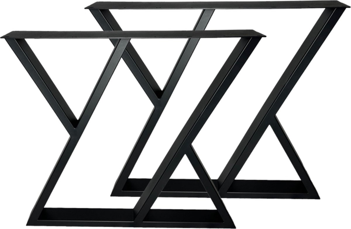 Maison dam 2x industriële tafelpoot Z met koker 7x3cm, Hoogte 72cm, mat zwart fijn structuur, hoogwaardige kwaliteit - Mooie las! - Nederlandse kwaliteit Z poot 7x3cm