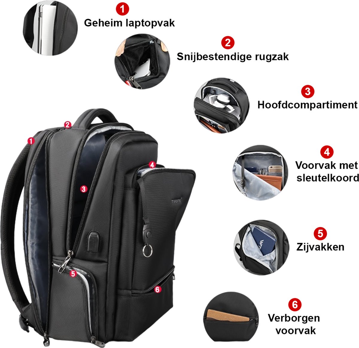 Tigernu Pro - sac à dos pour ordinateur portable - sac à dos antivol - sac  à dos homme