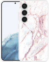 Cazy Hoesje geschikt voor Samsung Galaxy S23 White Pink Marble