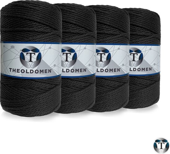 Macramé Koord | Bundelkorting | 800 meter | Zwart | 100% Katoen | Macramé | Macramé Touw | 3mm | Triple Twist | Plantenhanger | Dromenvanger | Wandkleed | Weven | Knopen | Breien | Haken | DIY | TheOldOmen |