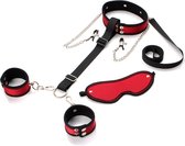 BDSM bondage set - Neck hand strap - Nipple clamps - Tepelklemmen - Mask - Bondagemasker - Collar with leash - Halsband - Sex speeltjes - Sex toys - Slave submission - Bondageset - BDSM-set