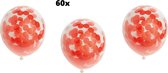 60x Confetti ballonnen Rood - papier confetti - Festival thema feest ballon verjaardag