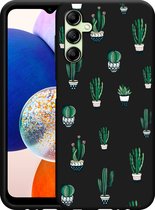 Cazy Hoesje Zwart geschikt voor Samsung Galaxy A14 4G/5G Green Cactus