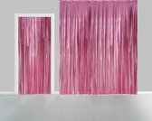 Folie gordijn metallic 2,4 meter x 1 meter baby roze- VLAMVERTRAGEND - festival themafeest huwelijk gala disco glitter and glamour wanddeco