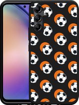 Cazy Hoesje Zwart geschikt voor Samsung Galaxy A54 Soccer Ball Orange