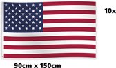 10x Vlag USA 90cm x 150cm - Landen festival thema feest fun verjaardag Amerika U.S. Verenigde staten
