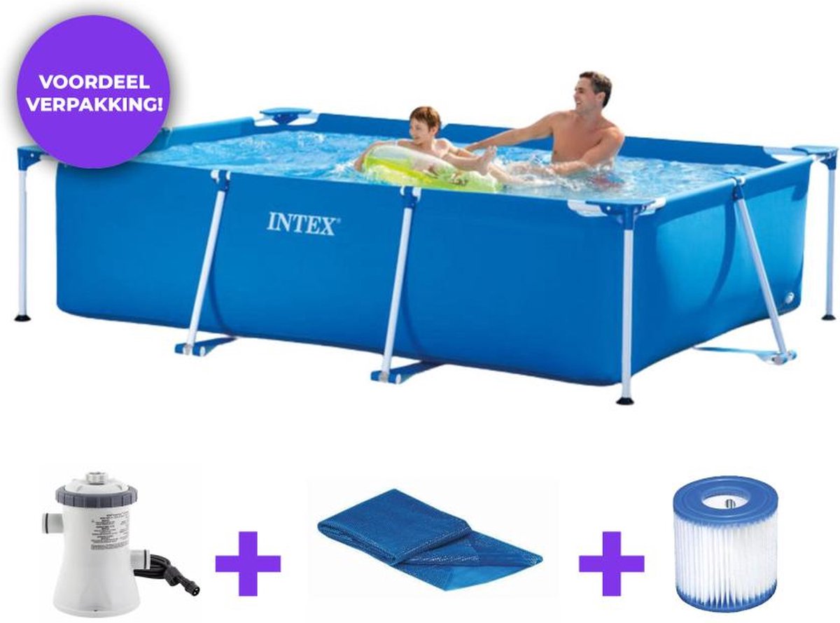 Intex zwembad frame-pool - 260x160x65 cm - Ingegrepen Filterpomp, Solarzeil - compleet pakket - Intex