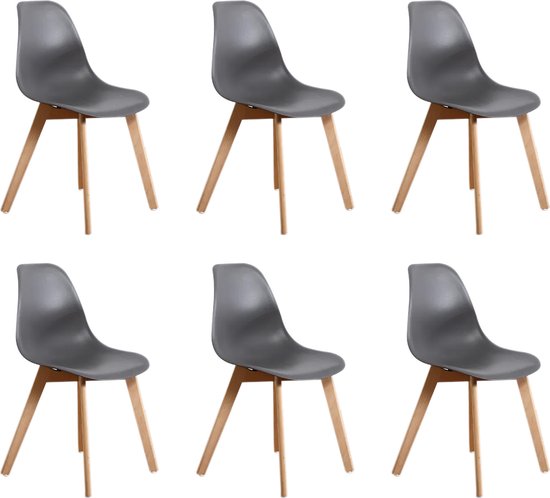 KITO - Eetkamerstoelen - set van 6 eettafel stoelen - grijs