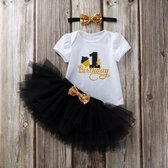 1 Jaar - Verjaardag outfit - Baby - Meisje - Unicorn - Tutu - 1e verjaardag - Feestje - Zwart
