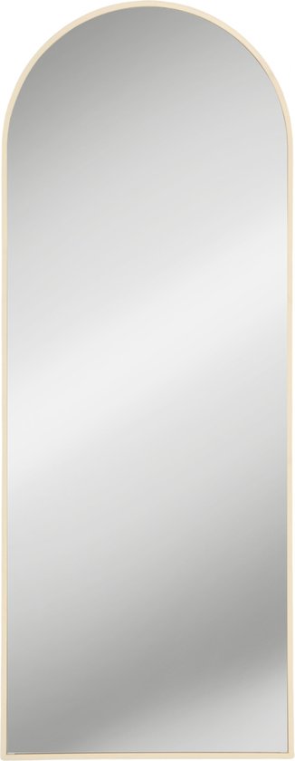 Moodliving Grand Miroir Plein Pied Ovale Beige - Métal - Miroir - Miroir suspendu - Miroir mural - 180x70 cm