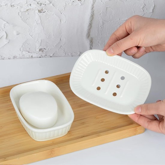 Porte-savon Ancien En Porcelaine Blanche Pour Salle De Bain - Occasion - État Conforme Photos