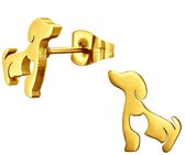 CS Joy - Hond oorbellen - Chirurgisch staal - 8 x 11 mm - Hondje oorknoppen - ip/pvd gold plated