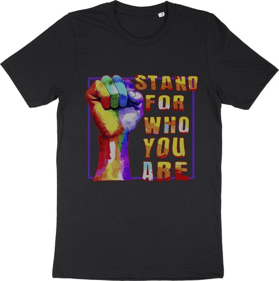 Heren Dames T Shirt - Pride - LGBTQ - Sta Voor Wie Je Bent - Zwart - XL