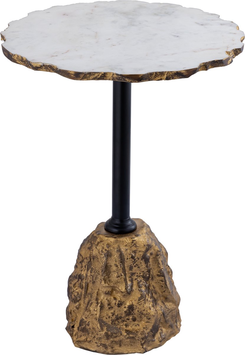 PTMD Alexa Bijzettafel - 40x40x55 cm - Marmer - Wit