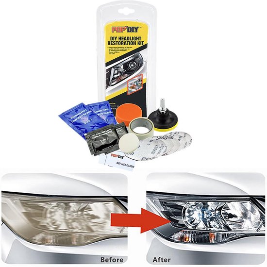 Koplamp polijstset - 15 Delig - Kit - Koplamp - Lamp - Set - Kit - Herstel - Onderhoud - Reparatie - Restauratie - DIY - Auto - Motorvoertuig - Vaderdag