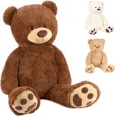 BRUBAKER - XXL Teddybeer 100 cm - Bruin - Knuffel - Pluche Knuffelbeer - Cadeau - Teddybear Groot - Knuffelbeer