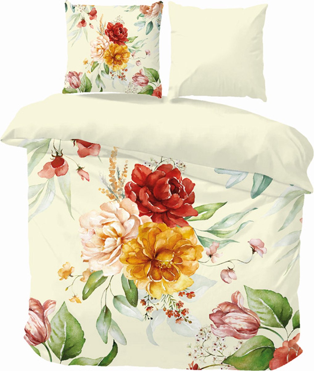 iSleep Dekbedovertrek Simone - Eenpersoons - 140x200/220 cm - Ecru