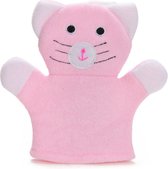 Badhandschoen voor Kinderen Roze Poes - Baby Shower Glove - Douche Handschoen - Washandjes Baby