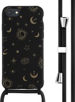 Coque iPhone 7 / 8 / SE (2020) / SE (2022) - Coque en Siliconen iMoshion Design avec cordon - Zwart / Noir ciel