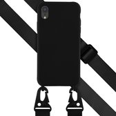 Coque iPhone Xr - Coque en Siliconen Selencia avec cordon détachable - Zwart